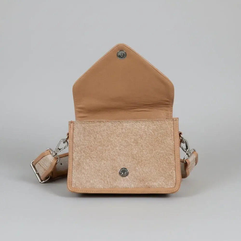 Saudara tan pony fur and leather crossbody bag, LIKE NEW!